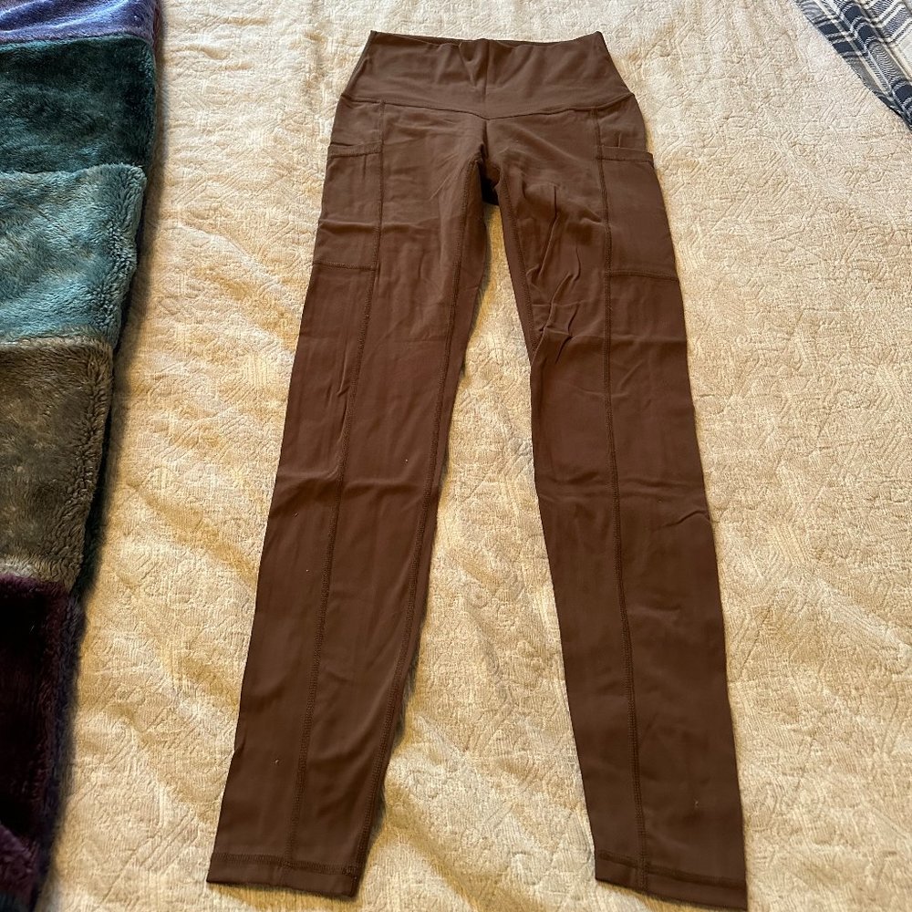popflex active size small brown leggings with pockets